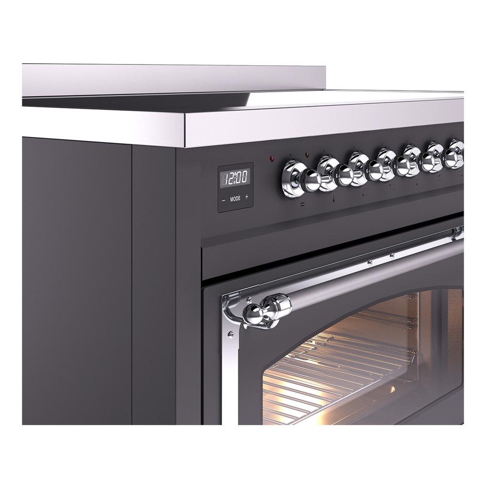 Ilve UNI486NMPMGC Ilve Uni486Nmpmgc Nostalgie Ii Noblesse 48" Induction Range (Triple Glass Door, Graphite Matte, Chrome)