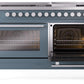 Ilve UP60FWMPBG Professional Plus Ii 60 Inch Dual Fuel Natural Gas Freestanding Range In Blue Grey With Trim