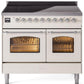 Ilve UPDI406NMPAWC Nostalgie Ii 40 Inch Electric Freestanding Range In Antique White With Chrome Trim