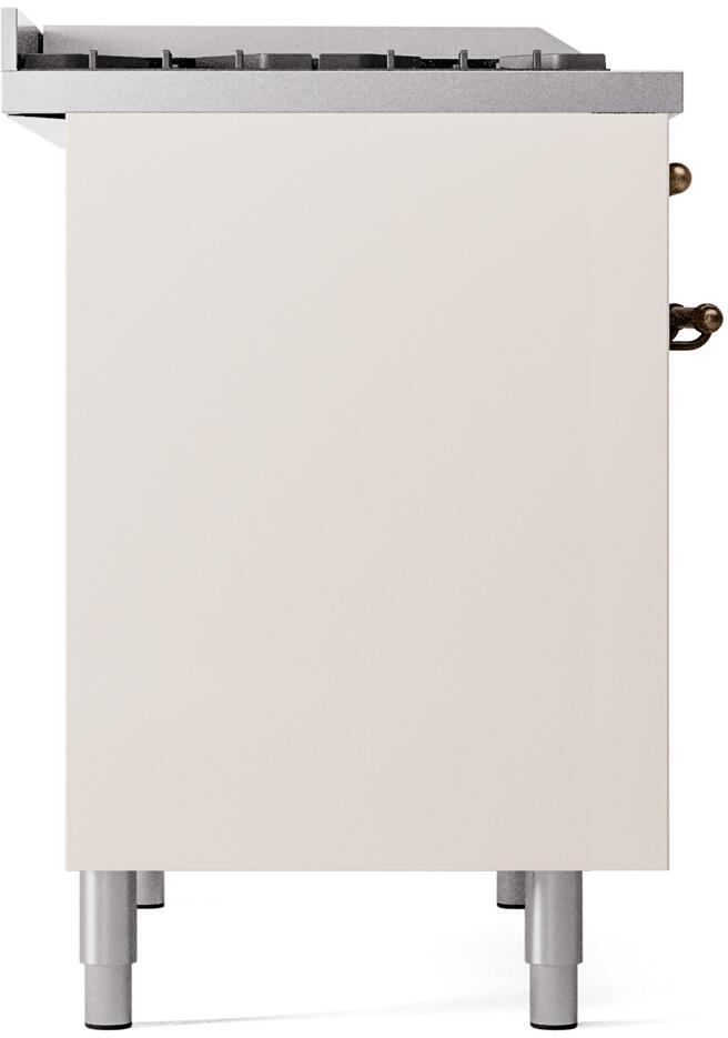 Ilve UPD40FNMPAWBLP Nostalgie Ii 40 Inch Dual Fuel Liquid Propane Freestanding Range In Antique White With Bronze Trim