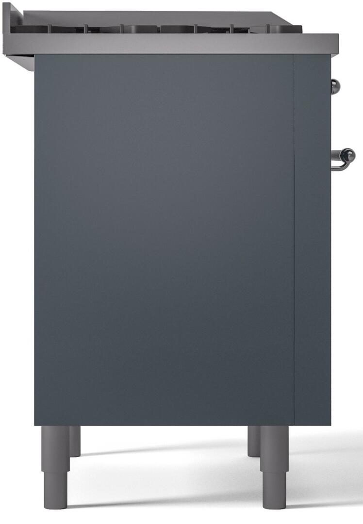 Ilve UP36FNMPBGC Nostalgie Ii 36 Inch Dual Fuel Natural Gas Freestanding Range In Blue Grey With Chrome Trim