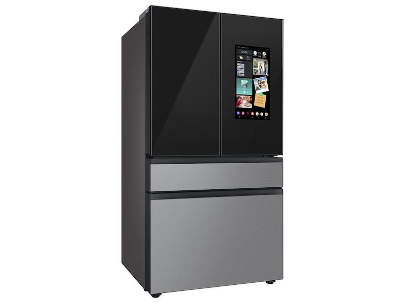 Samsung RF23BB8900QK Bespoke Counter Depth 4-Door French Door Refrigerator (23 Cu. Ft.) - In Charcoal Glass Top And Family Hub&#8482; Panels With Stainless Steel Middle And Bottom Panels