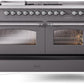 Ilve UP60FSNMPMGC Nostalgie Ii 60 Inch Dual Fuel Natural Gas Freestanding Range In Matte Graphite With Chrome Trim