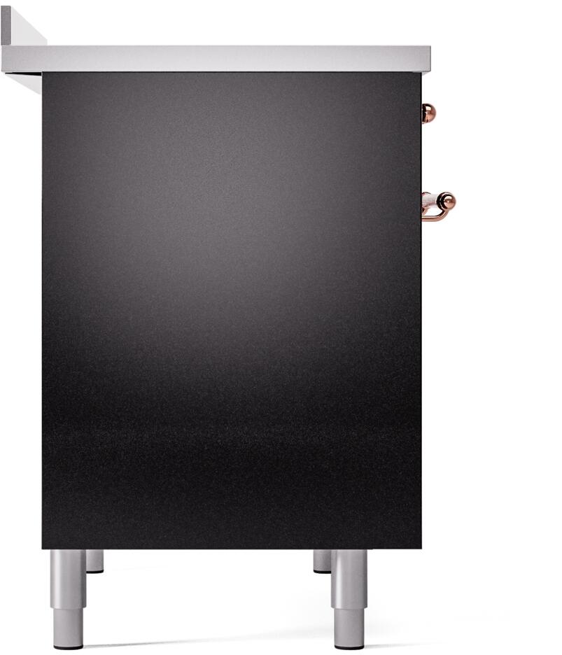 Ilve UPDI406NMPBKP Nostalgie Ii 40 Inch Electric Freestanding Range In Glossy Black With Copper Trim