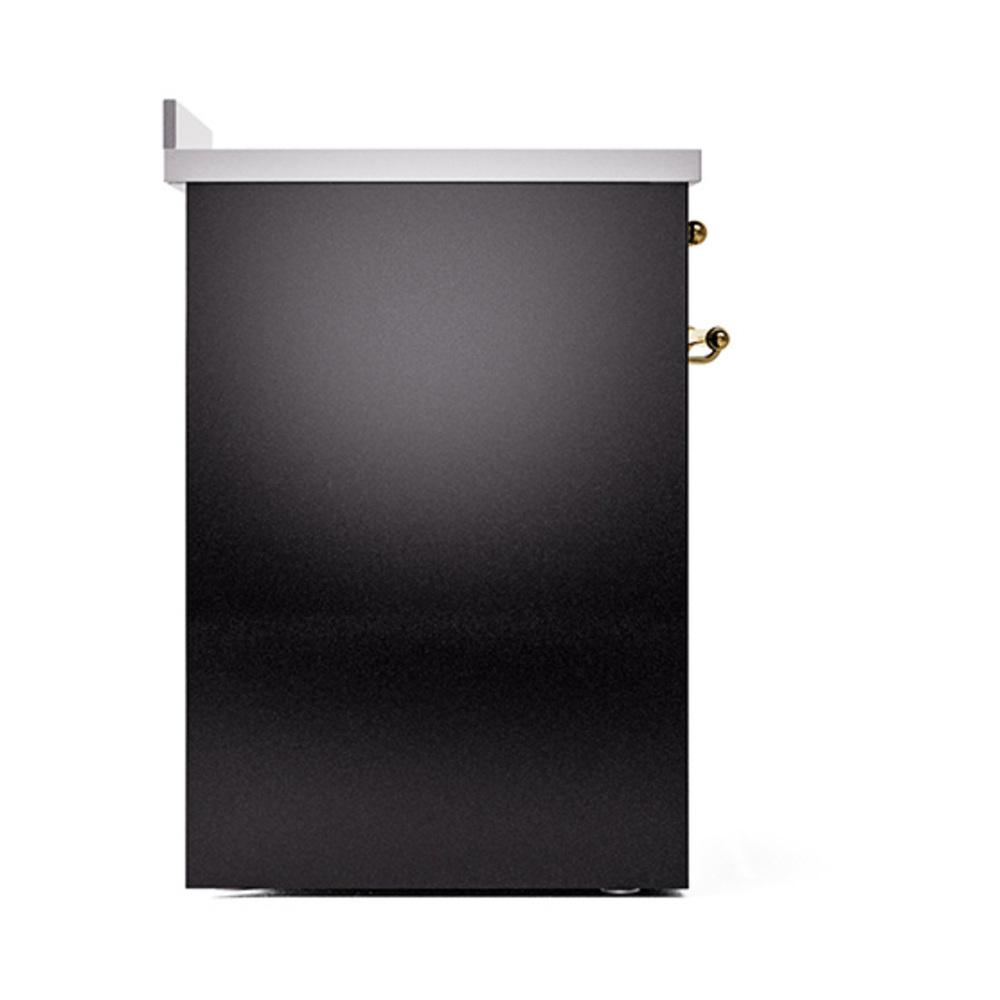 Ilve UNI304QNMPBKG Ilve Uni304Qnmpbkg Nostalgie Ii Noblesse 30" Induction Range (Solid Door, Glossy Black, Brass)