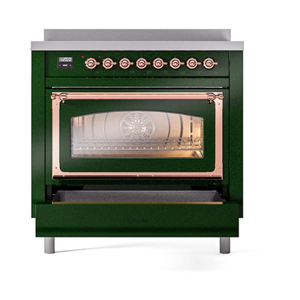 Ilve UNI366NMPEGP Ilve Uni366Nmpegp Nostalgie Ii Noblesse 36" Induction Range (Triple Glass Door, Emerald Green, Copper)