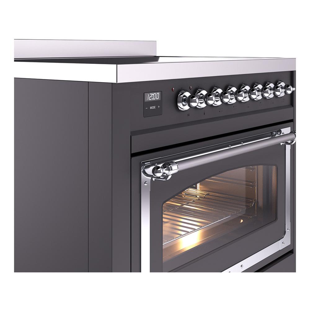 Ilve UNI366NMPMGC Ilve Uni366Nmpmgc Nostalgie Ii Noblesse 36" Induction Range (Triple Glass Door, Graphite Matte, Chrome)