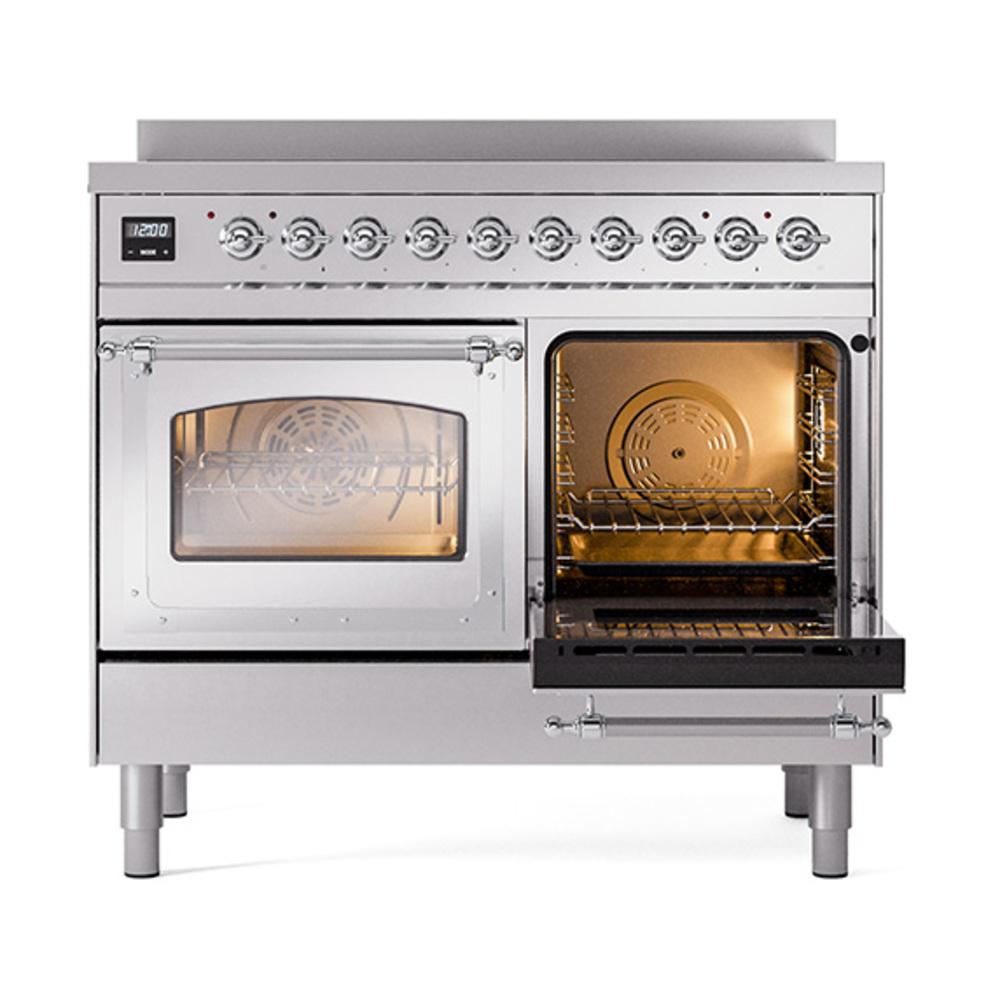 Ilve UNDI406NMPSSC Ilve Undi406Nmpssc Nostalgie Ii Noblesse 40" Induction Range (Triple Glass Door, Stainless Steel, Chrome)