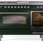 Ilve UP48FSNMPEGCLP Nostalgie Ii 48 Inch Dual Fuel Liquid Propane Freestanding Range In Emerald Green With Chrome Trim