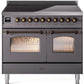 Ilve UPDI406NMPMGB Nostalgie Ii 40 Inch Electric Freestanding Range In Matte Graphite With Bronze Trim