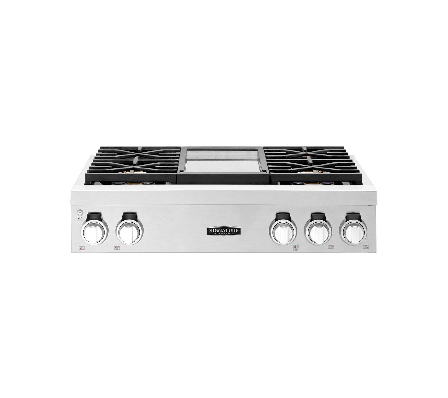 Signature Kitchen Suite SKSRT360GS 36-Inch Gas Pro Rangetop With Four Burners And Griddle