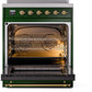 Ilve UPI304NMPEGG Nostalgie Ii 30 Inch Electric Freestanding Range In Emerald Green With Brass Trim