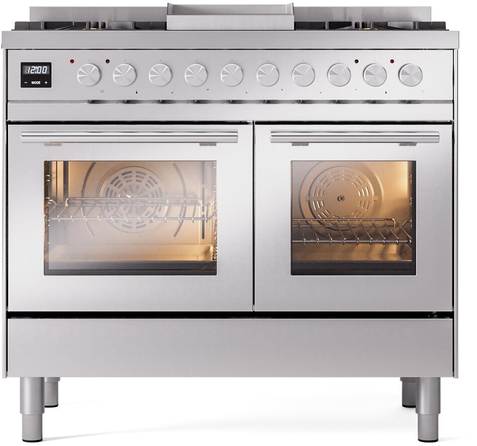 Ilve UPD40FWMPSS Professional Plus Ii 40 Inch Dual Fuel Natural Gas Freestanding Range In Stainless Steel With Trim