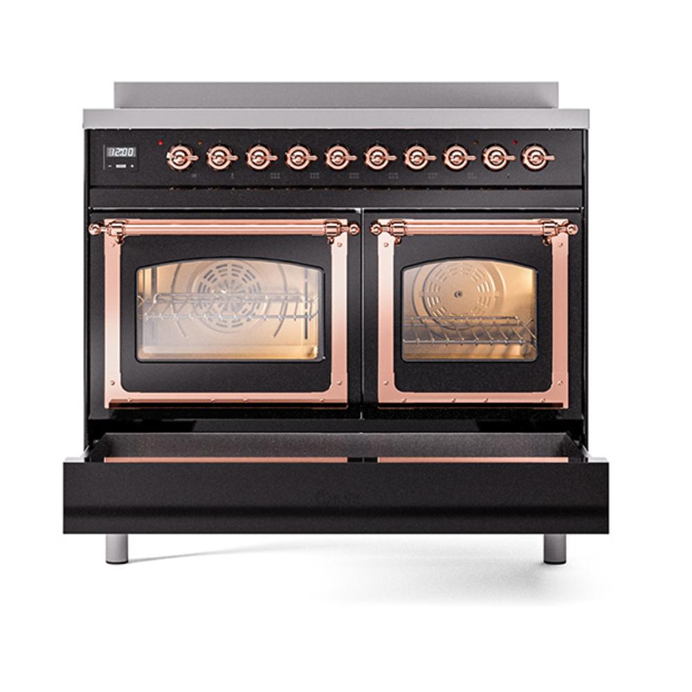 Ilve UNDI406NMPBKP Ilve Undi406Nmpbkp Nostalgie Ii Noblesse 40" Induction Range (Triple Glass Door, Glossy Black, Copper)