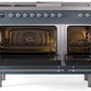 Ilve UP48FSNMPBGCLP Nostalgie Ii 48 Inch Dual Fuel Liquid Propane Freestanding Range In Blue Grey With Chrome Trim