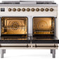 Ilve UPD40FNMPAWBLP Nostalgie Ii 40 Inch Dual Fuel Liquid Propane Freestanding Range In Antique White With Bronze Trim