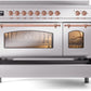 Ilve UPI486NMPSSP Nostalgie Ii 48 Inch Electric Freestanding Range In Stainless Steel With Copper Trim