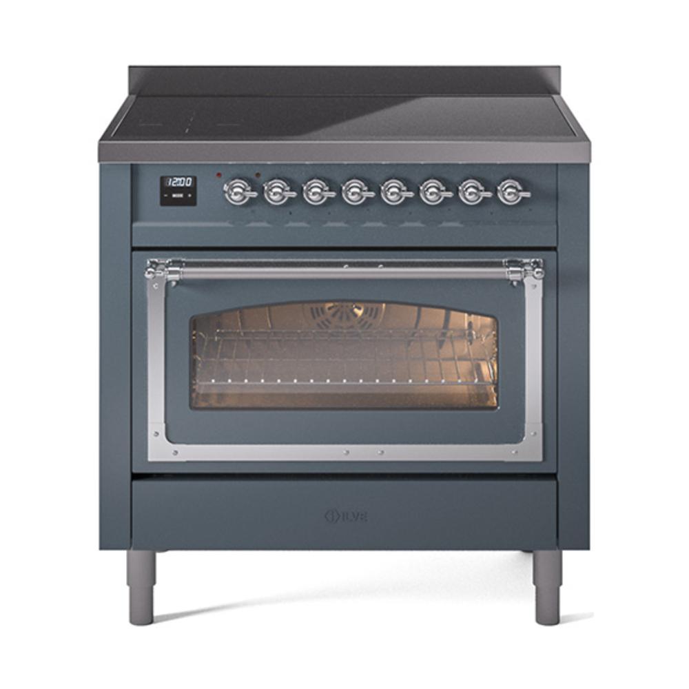 Ilve UNI366NMPBGC Ilve Uni366Nmpbgc Nostalgie Ii Noblesse 36" Induction Range (Triple Glass Door, Blue Grey, Chrome)