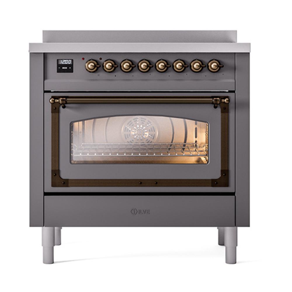 Ilve UNI366NMPMGB Ilve Uni366Nmpmgb Nostalgie Ii Noblesse 36" Induction Range (Triple Glass Door, Graphite Matte, Burnished)