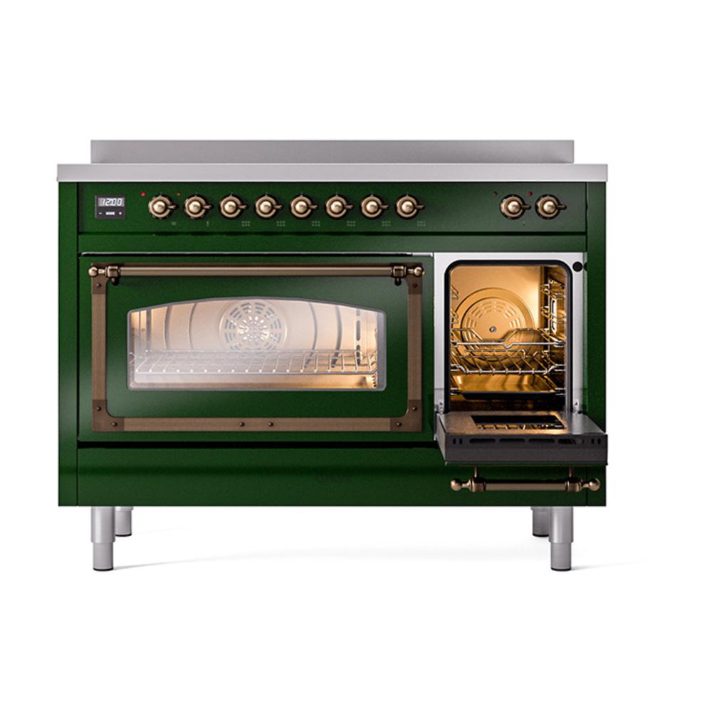 Ilve UNI486NMPEGB Ilve Uni486Nmpegb Nostalgie Ii Noblesse 48" Induction Range (Triple Glass Door, Emerald Green, Burnished)