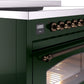 Ilve UPI486NMPEGB Nostalgie Ii 48 Inch Electric Freestanding Range In Emerald Green With Bronze Trim