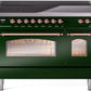 Ilve UPI486NMPEGP Nostalgie Ii 48 Inch Electric Freestanding Range In Emerald Green With Copper Trim