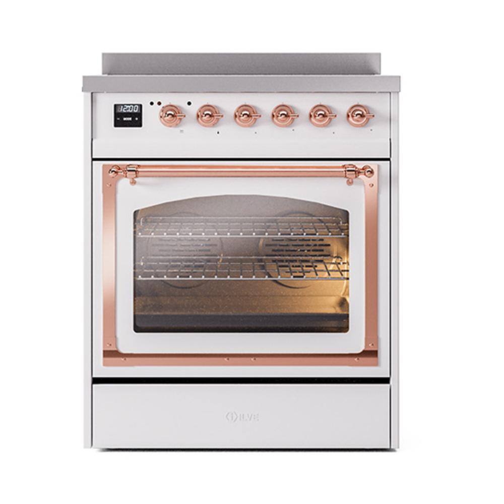 Ilve UNI304NMPWHP Ilve Uni304Nmpwhp Nostalgie Ii Noblesse 30" Induction Range (Triple Glass Door, White, Copper)