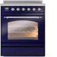 Ilve UPI304NMPMBC Nostalgie Ii 30 Inch Electric Freestanding Range In Blue With Chrome Trim