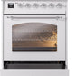 Ilve UPI304NMPWHC Nostalgie Ii 30 Inch Electric Freestanding Range In White With Chrome Trim