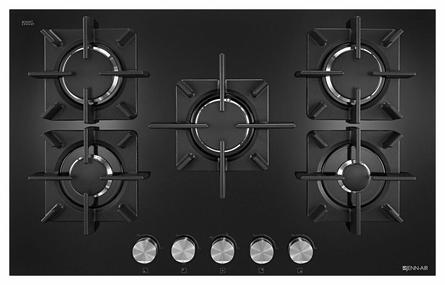 Jennair JGC2530EB Black Floating Glass 30" 5-Burner Gas Cooktop - Black