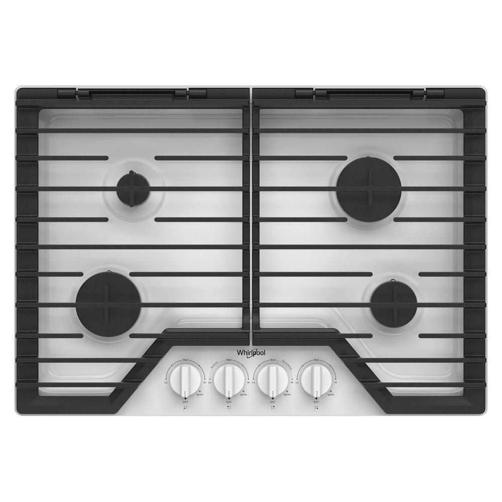 Whirlpool WCGK5030PW 30-Inch Gas Cooktop With Ez-2-Lift&#8482; Hinged Cast-Iron Grates