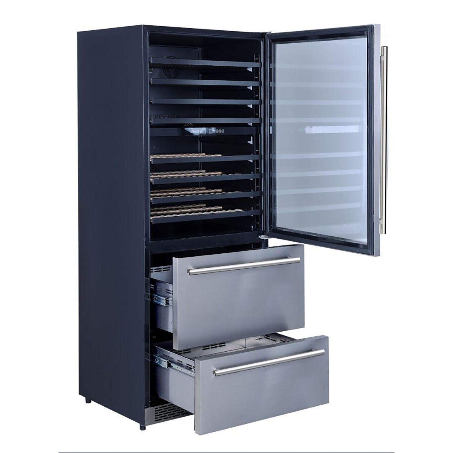 Forno FWCDR666130S Capraia - Triple Temp Zones - Dual Zone 30" Wine Cooler With Two Refrigerator Drawers