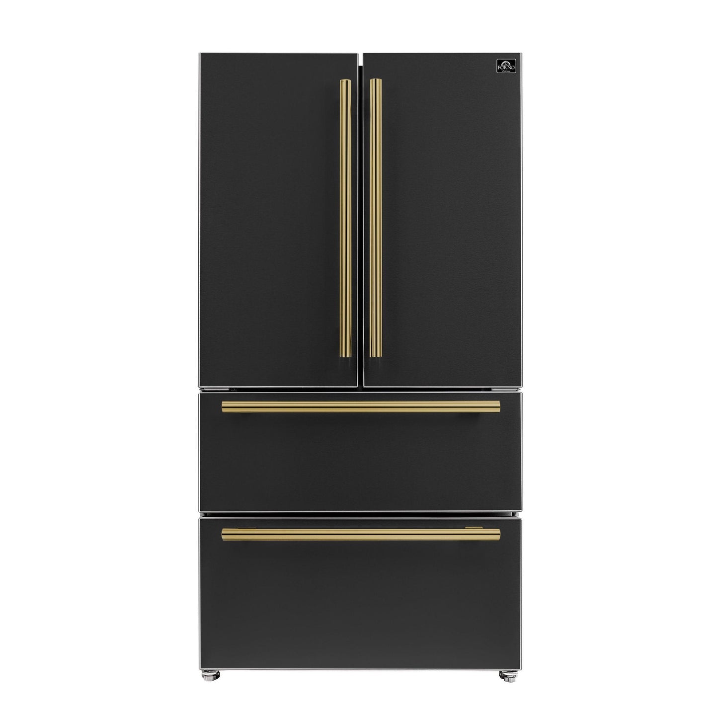 Forno FFRBI182036BLK Espresso Moena 36-Inch French Door Refrigerator In Black, 19.2 Cu.Ft