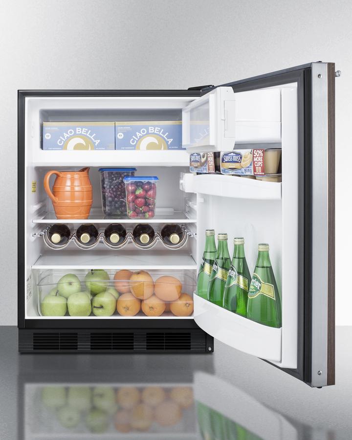 Summit CT663BKBIWP1ADA 24" Wide Built-In Refrigerator-Freezer With Wood Panel, Ada Compliant