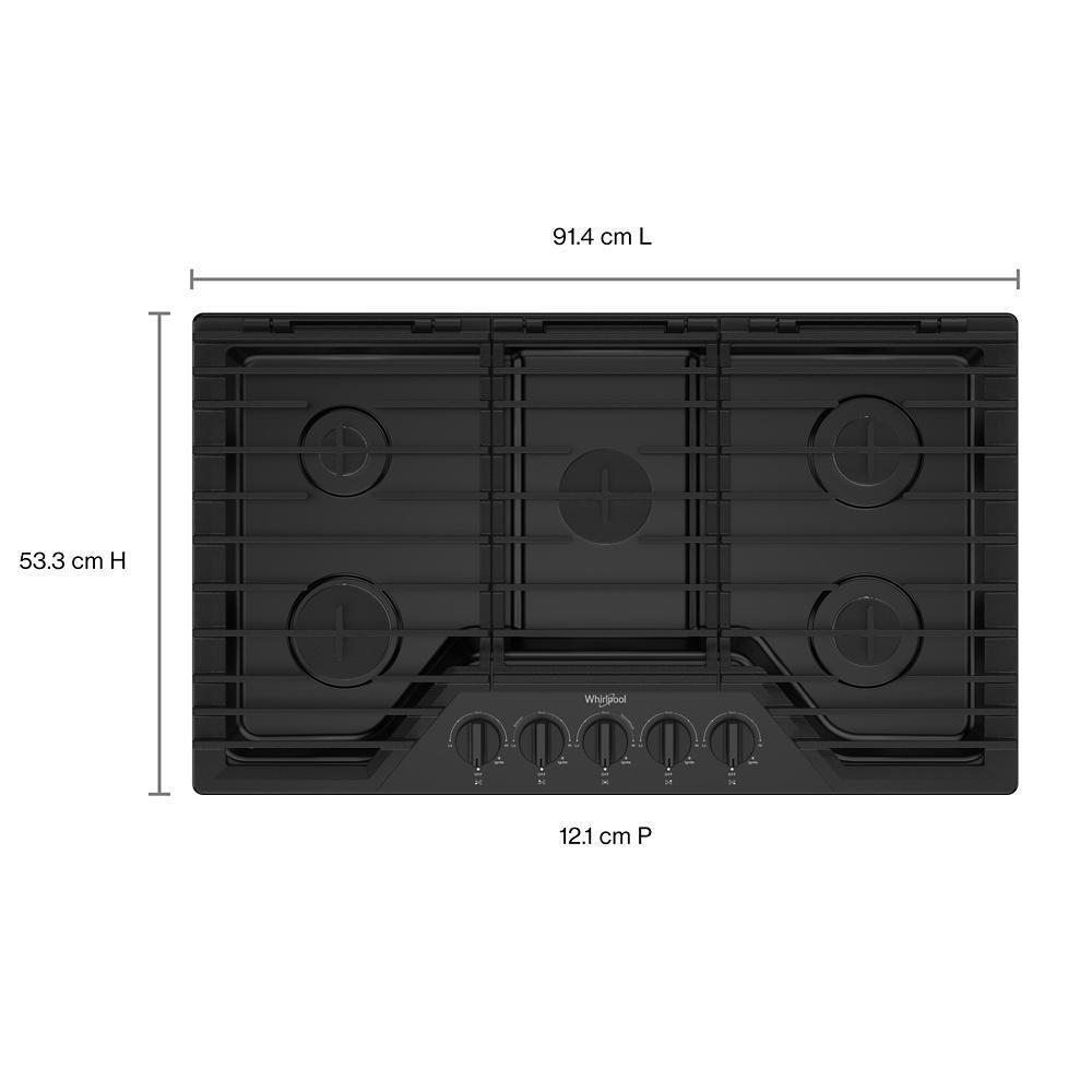 Whirlpool WCGK5036PB 36-Inch Gas Cooktop With Ez-2-Lift&#8482; Hinged Cast-Iron Grates