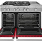 Kitchenaid KDRS483VSD 48'' 6-Burner With Griddle, Dual Fuel Freestanding Range, Commercial-Style Signature Red