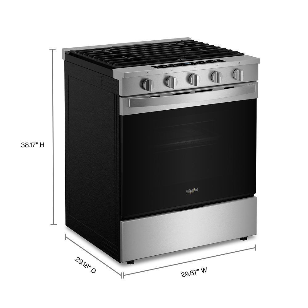 Whirlpool WSGS7530RZ 30-Inch Smart Slide In Gas Range With Air Cooking Technology, No Preheat Air Fry, Wipeclean&#8482; Coating, Steam/Self Clean And High Speed Preheat