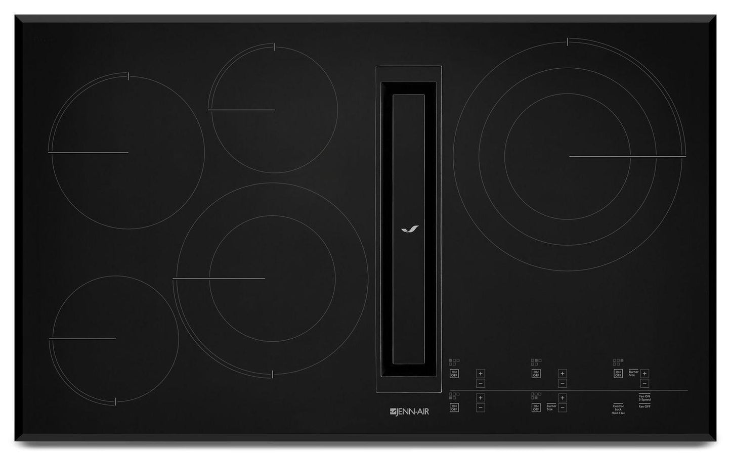 Jennair JED4536GB Black Floating Glass 36" Jx3 Electric Downdraft Cooktop With Glass-Touch Electronic Controls Black