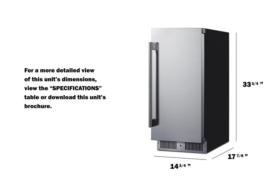 Summit SDHR1534 15" Wide Built-In All-Refrigerator