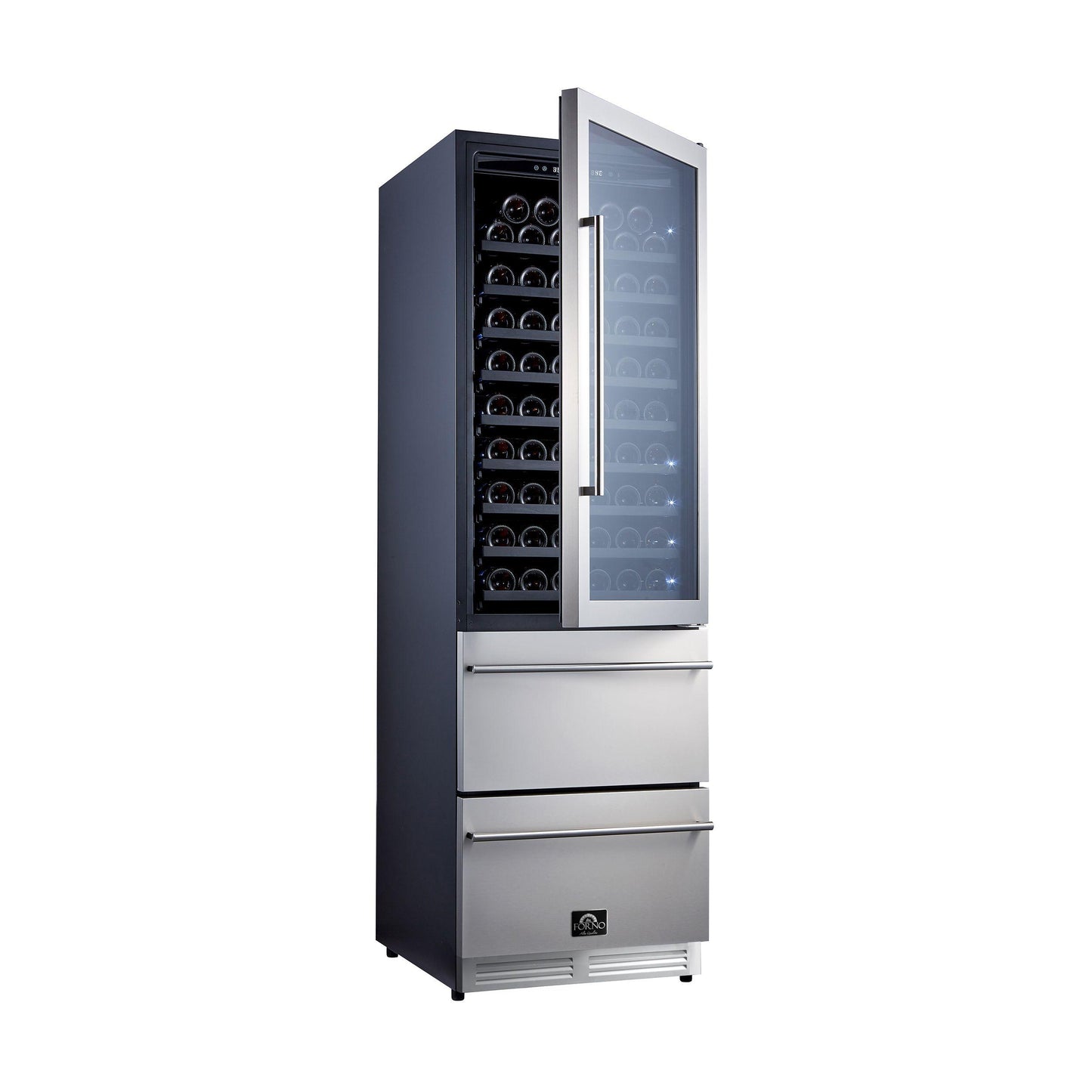 Forno FWCDR662824S Azienda - Dual Temperature Zone 24'' Wine Cooler -108 Bottles With Two Refrigerated Drawers