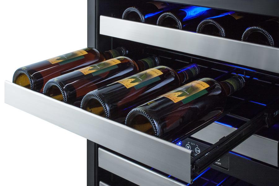 Summit SWCDRF24PNR 24" Wide Combination Dual-Zone Wine Cellar And 2-Drawer Refrigerator-Freezer (Panels Not Included)