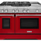 Kitchenaid KDRS483VSD 48'' 6-Burner With Griddle, Dual Fuel Freestanding Range, Commercial-Style Signature Red