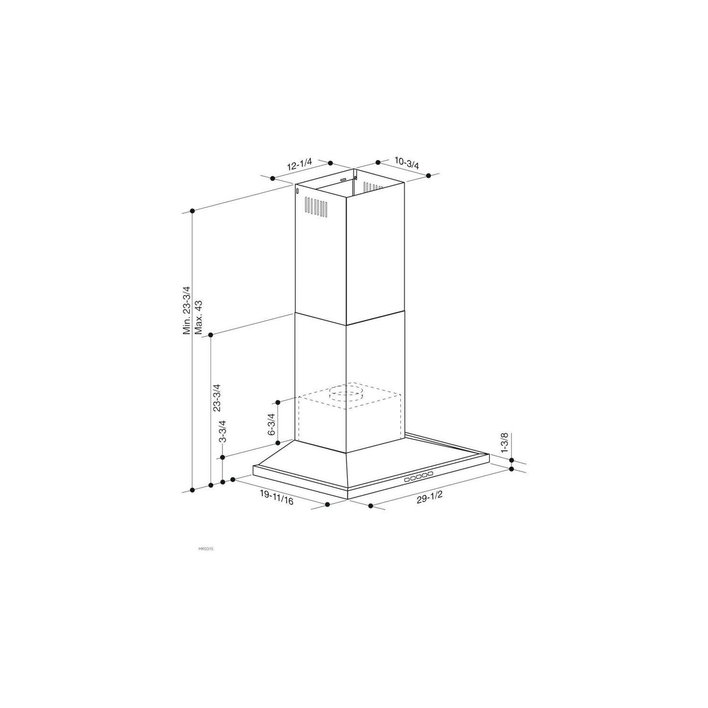 Broan BWS1304SS Broan® 30-Inch Convertible Wall-Mount Low Profile Pyramidal Chimney Range Hood, 450 Max Cfm, Stainless Steel