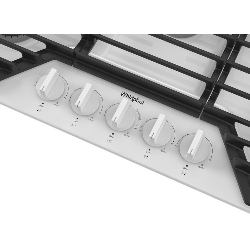 Whirlpool WCGK5036PW 36-Inch Gas Cooktop With Ez-2-Lift&#8482; Hinged Cast-Iron Grates