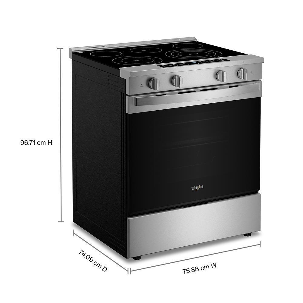 Whirlpool WSES7530RZ 30-Inch Smart Slide In Electric Range With Air Cooking Technology, No Preheat Air Fry, Wipeclean&#8482; Coating, Steam/Self Clean And High Speed Preheat