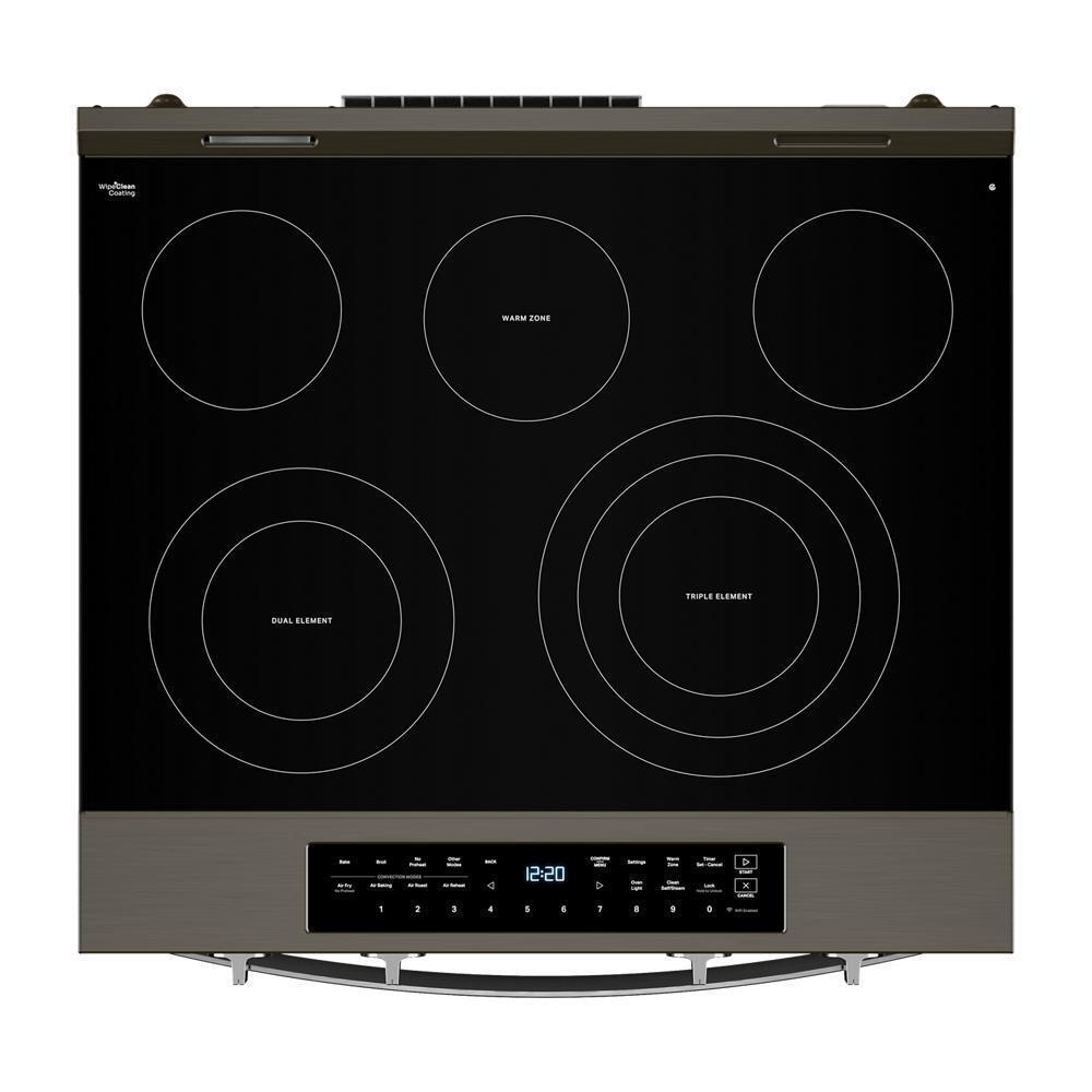 Whirlpool WSES7530RV 30-Inch Smart Slide In Electric Range With Air Cooking Technology, No Preheat Air Fry, Wipeclean&#8482; Coating, Steam/Self Clean And High Speed Preheat