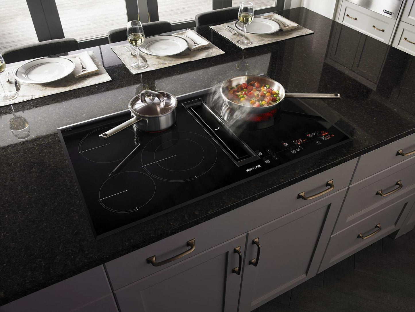 Jennair JED4536GB Black Floating Glass 36" Jx3 Electric Downdraft Cooktop With Glass-Touch Electronic Controls Black