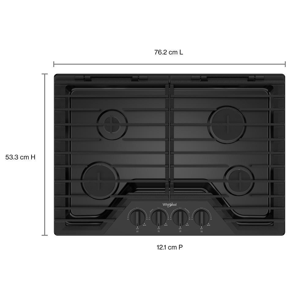 Whirlpool WCGK5030PB 30-Inch Gas Cooktop With Ez-2-Lift&#8482; Hinged Cast-Iron Grates