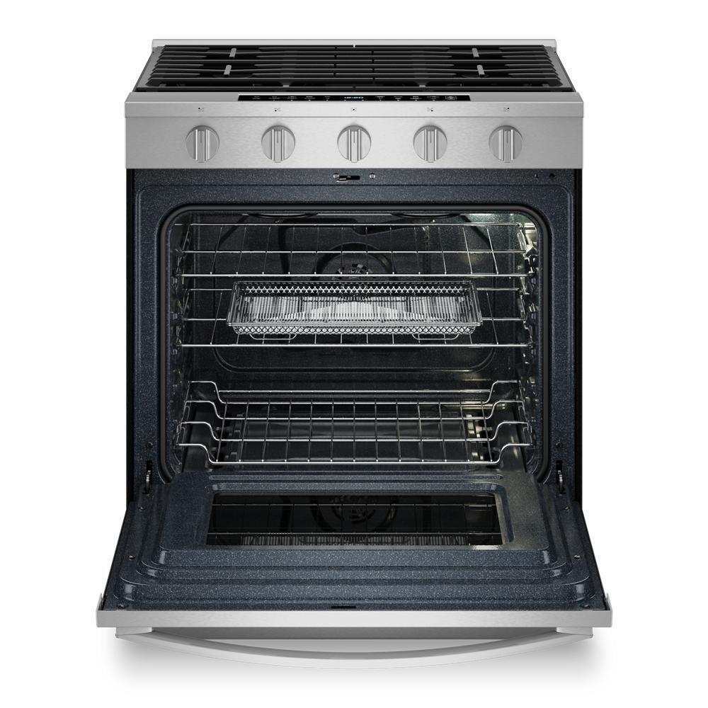 Whirlpool WSGS7530RZ 30-Inch Smart Slide In Gas Range With Air Cooking Technology, No Preheat Air Fry, Wipeclean&#8482; Coating, Steam/Self Clean And High Speed Preheat