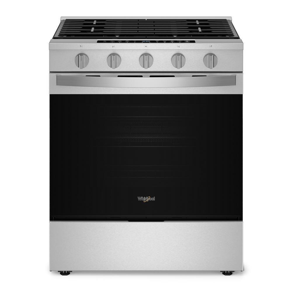 Whirlpool WSGS7530RZ 30-Inch Smart Slide In Gas Range With Air Cooking Technology, No Preheat Air Fry, Wipeclean™ Coating, Steam/Self Clean And High Speed Preheat